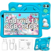 Kids Tablet 8 inch TECLAST P85T Android 13 Tablet for Kids, 8GB RAM 64GB ROM 1TB Expansion Wifi 6 Tablets, 1.8Ghz 8 Core CPU, Bluetooth 5.2, 1280*800 IPS, Kid-Proof Case with Kickstand, Blue
