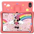 thumbnail interactive-video image 1 of Kids Tablet, Android 15 Tablet for Kids 10.1 inch Ouad-Core with Case, 64GB 1TB TF Card Expandable for Toddler Children, Parental Control, Dual Camera, WiFi,Gift, PINK, 1 of 11