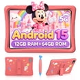 thumbnail interactive-video image 1 of Kids Tablet, Android 15 Tablet for Kids 10.1 inch Ouad-Core with Case, 64GB 1TB TF Card Expandable for Toddler Children, Parental Control, Dual Camera, WiFi,Gift, PINK, 1 of 11