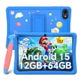 thumbnail image 1 of Kids Tablet, Android 15 Tablet for Kids 10.1 inch Ouad-Core with Case, 64GB 1TB TF Card Expandable for Toddler Children, Parental Control, Dual Camera, WiFi,Gift, Blue, 1 of 11