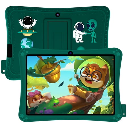 Kids Tablet Android Tablets?Android 11 Tablet for Kids 2+32 GB Toddler Tablet 1024x600 IPS Touch Screen Dual Camera WiFi 5.0 Parental Control with Kid-Proof Case (Green)