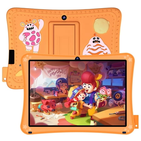 Kids Tablet Android Tablets?Android 11 Tablet for Kids 2+32 GB Toddler Tablet 1024x600 IPS Touch Screen Dual Camera WiFi 5.0 Parental Control with Kid-Proof Case (Orange)