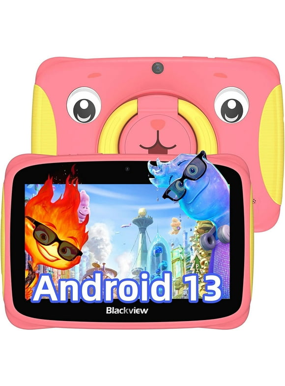 Kids Tablet Blackview 7 inch Tablets 32GB WiFi Learning Tablet Computer Toddler Tablets Parantal Control Android 13, Tab 3 Kids, Pink