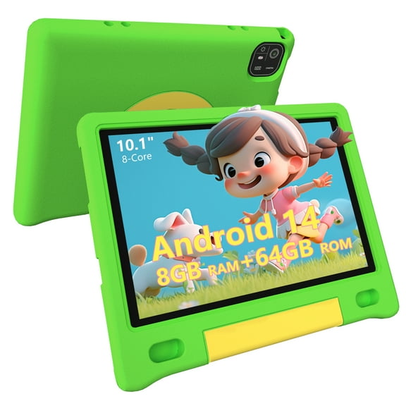 Kids Tablet with Strap, Android 14 Tablet for Kids 10 inch , Toddler Tablet Octa-Core 64GB 1TB Expandable, Children's Tablet with Case, Bluetooth WiFi Parental Control Dual Camera, 12-hr battery