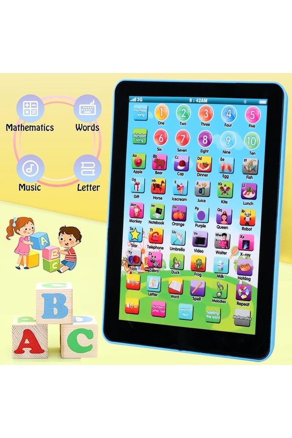 Kids Tablet Toddler Learning Pad with LED Screen Teach Alphabet Numbers Word Music Math Early Development Interactive Electronic Toy for Boys & Girls 2 Years+