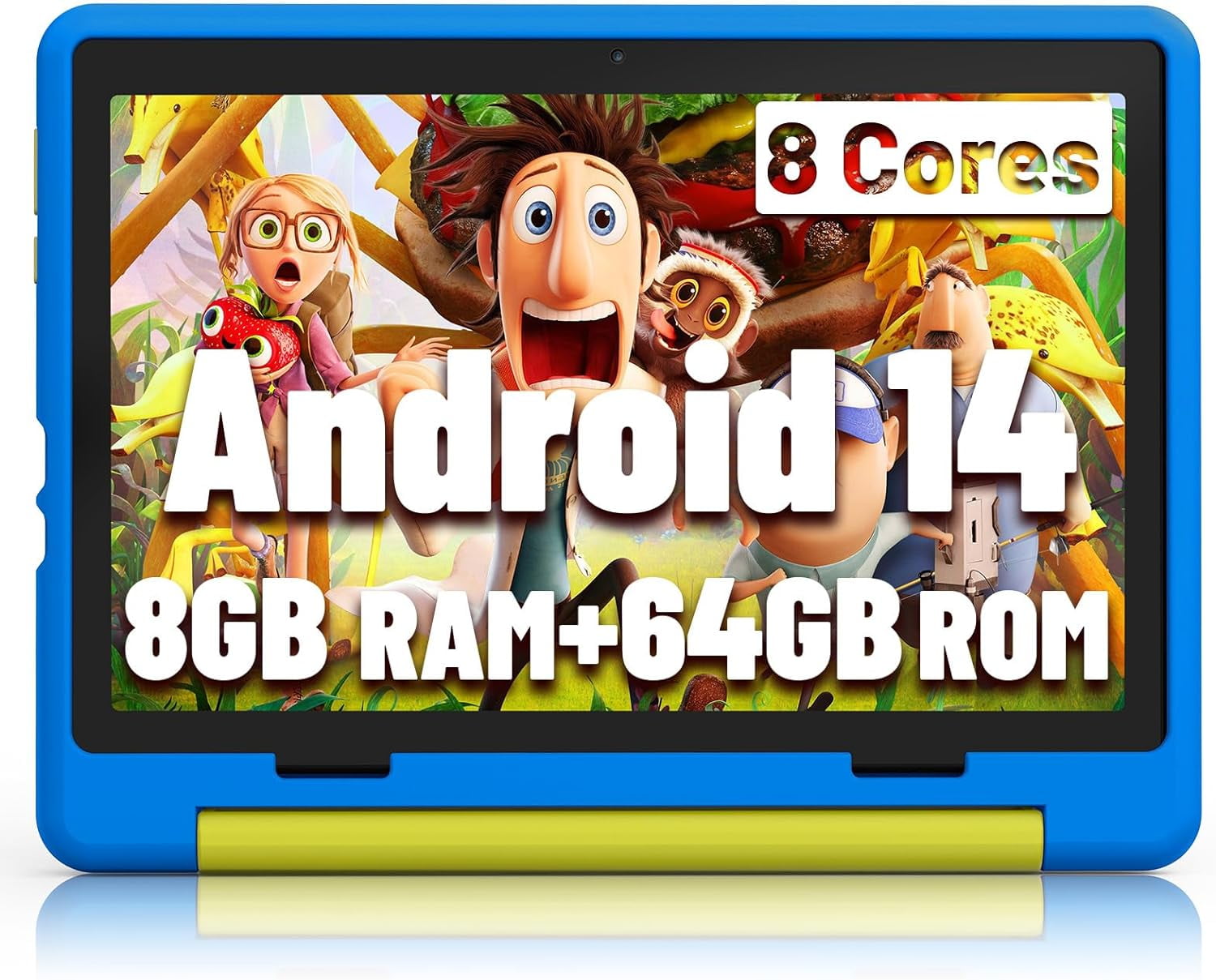 BESTSKI Android 14 10inch Kids Tablet with Protective Case,Octa-Core,8GB RAM+64GB Rom(1TB Expandable)Dual Camera,Parental Control,Pre-Intalled KIDOZ,Great Gift for Toddler-Blue