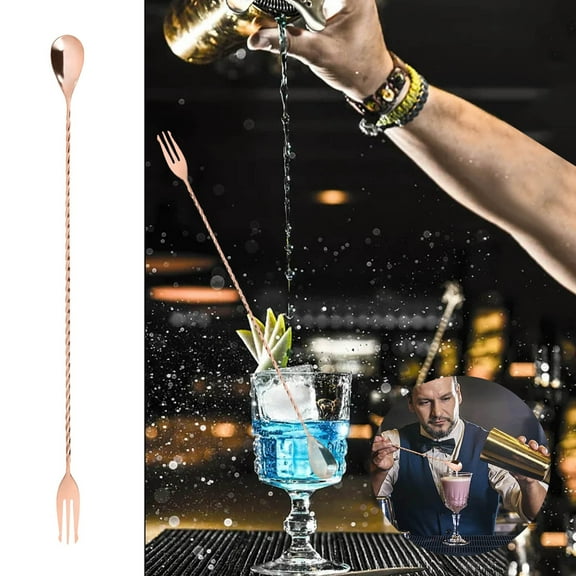 Kids Tableware,Bar Spoon With Full Twisted Stem Handle Bartender Tool Copper