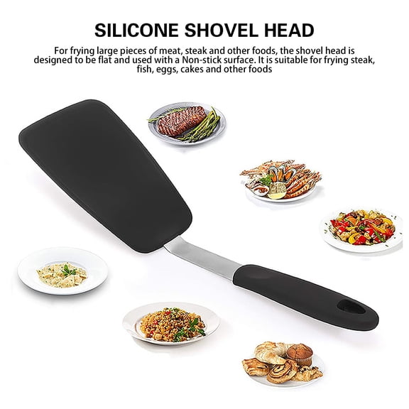 Kids Tableware,Heat Silicone Frying Spatula Non Stick Steak Spatula Non Slip Cooking Spatula Anti Hot Frie Fish Spatula