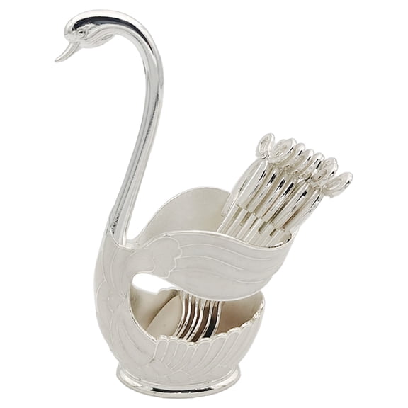 Kids Tableware,Swan Base Creative Tableware European Fruit Fork Dessert Small Spoon Cute Coffee Spoon Combination