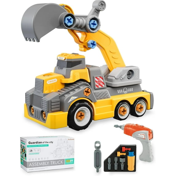 Kids Take Apart Toys for 3-8 Year Old for Boys Girls Excavator Vehicles Trucks Construction Toys with Electric Drill Assembly Building Toys Xmas Birthday Gifts Learning Toys