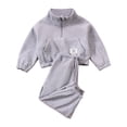 thumbnail image 1 of Kids Tales Boys Girls 2Pcs Fleece Sweatsuit Half Zipper Sweatshirt + Sweatpants Outfits Set Kids Pullover Jogger Tracksuit, 1 of 7