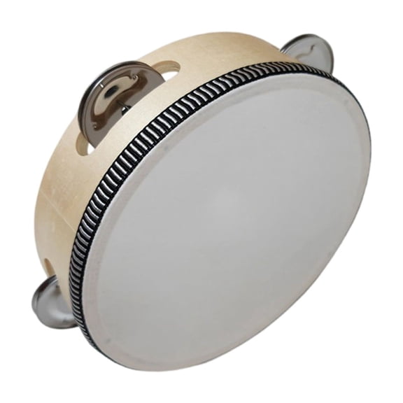 Kids Tambourine 6 Inch Wood Hand Held Jingle Drum Musical Instrument for Music Hobby Play