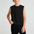 thumbnail image 1 of Kids Tank Top Boys Girls Summer Vest Tops Plain Crew Neck Casual Sleeveless T Shirt Children's Stylish Loose Fit Basic Tee Black 7-8 Years, 1 of 6