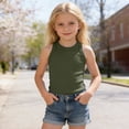 thumbnail image 1 of Kids Tank Top Ribbed Solid Casual Sleeveless Crew Neck Olive Green Soft Breathable Lightweight Stretchy Blouse Size 2-3 Y, 1 of 4