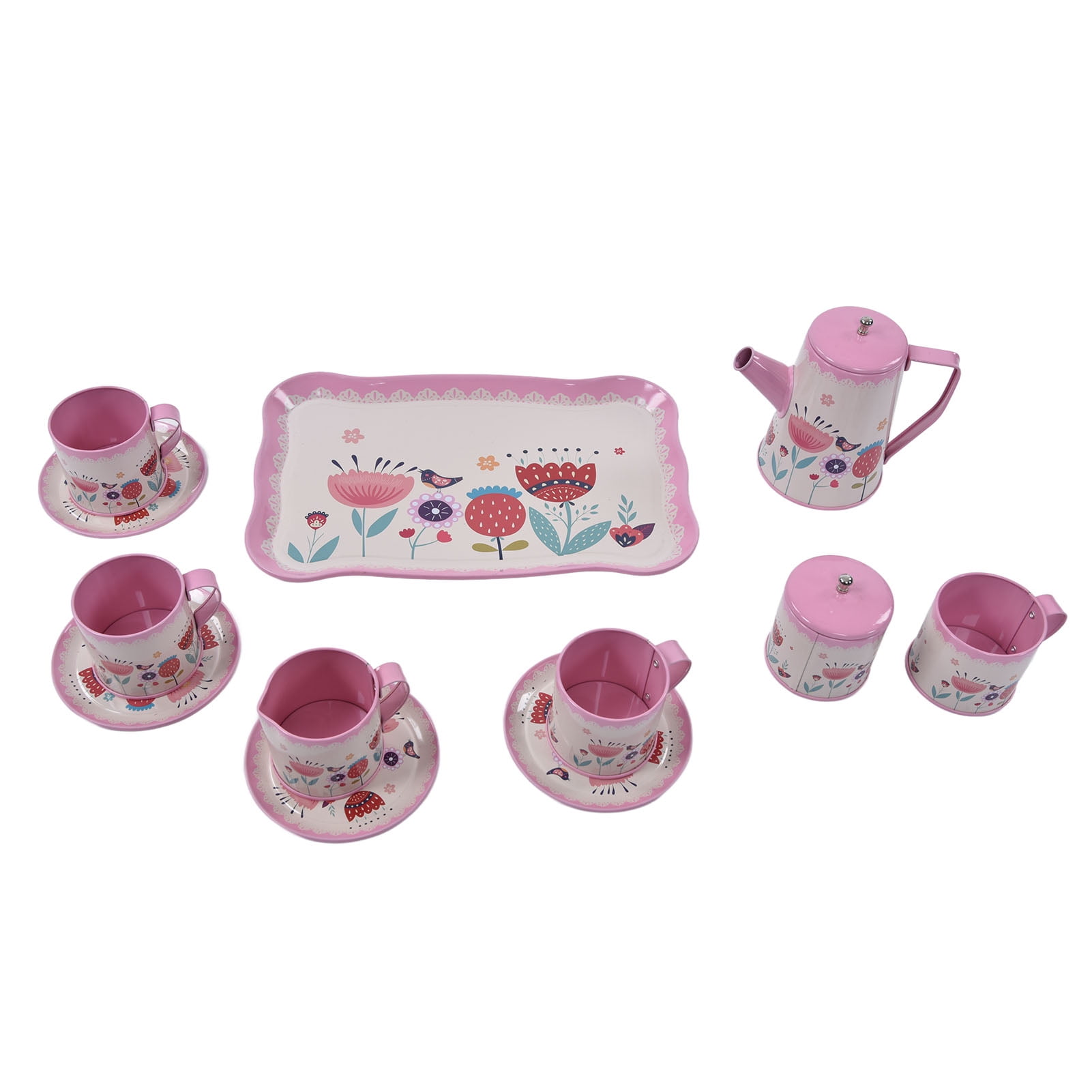 Kids Tea Set Children Afternoon Tea Time Pretend Toy Tin Tea Playset