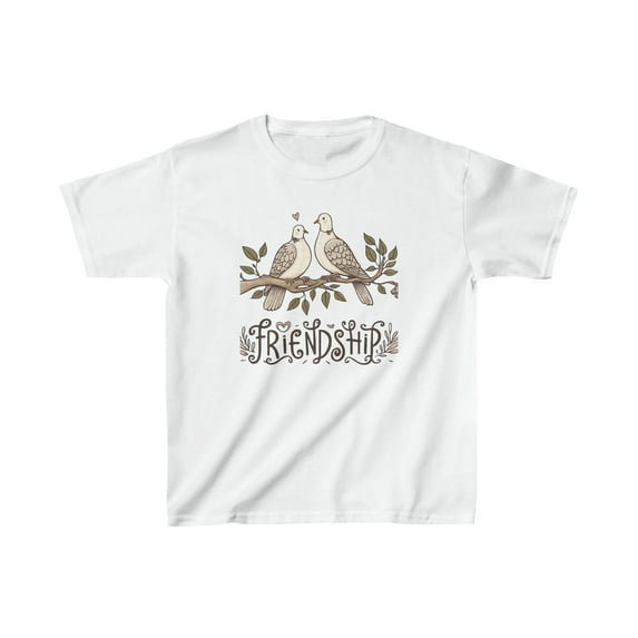 Kids Tee with Two Turtle Doves and Friendship Quote - Five Color Options