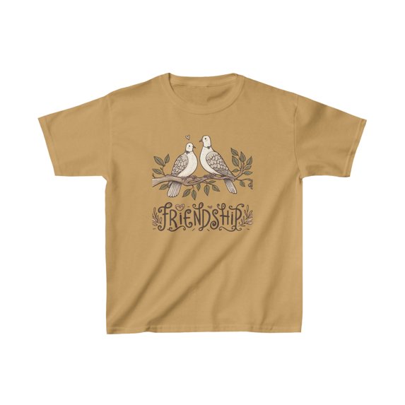 Kids Tee with Two Turtle Doves and Friendship Quote - Five Color Options