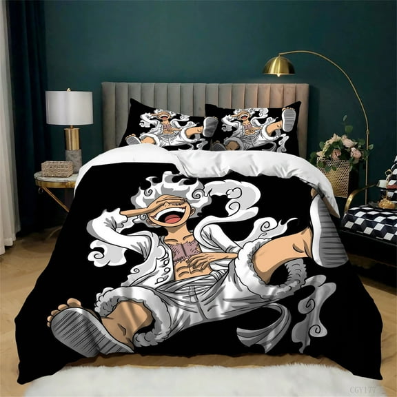 Kids Teen One Piece Duvet Cover Set 3 Pieces Soft Bedding Set All Season Anime Nika Lightweight Quilt Cover with Pillowshams