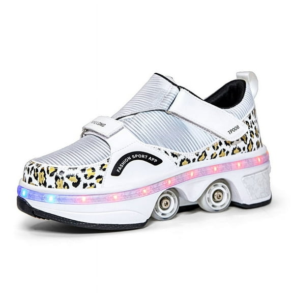 Kids Teen Wheels Shoes with Lights Women Men Rechargeable Roller Skates Shoes Retractable Wheels Shoe LED Flashing Sneakers for Girls Boys Gift