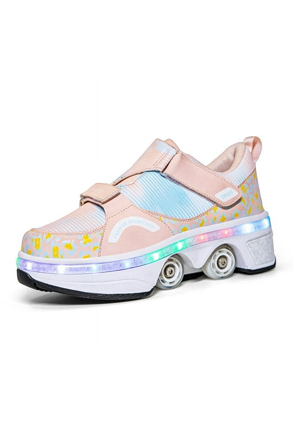 Kids Teen Wheels Shoes with Lights Women Men Rechargeable Roller Skates Shoes Retractable Wheels Shoe LED Flashing Sneakers for Girls Boys Gift