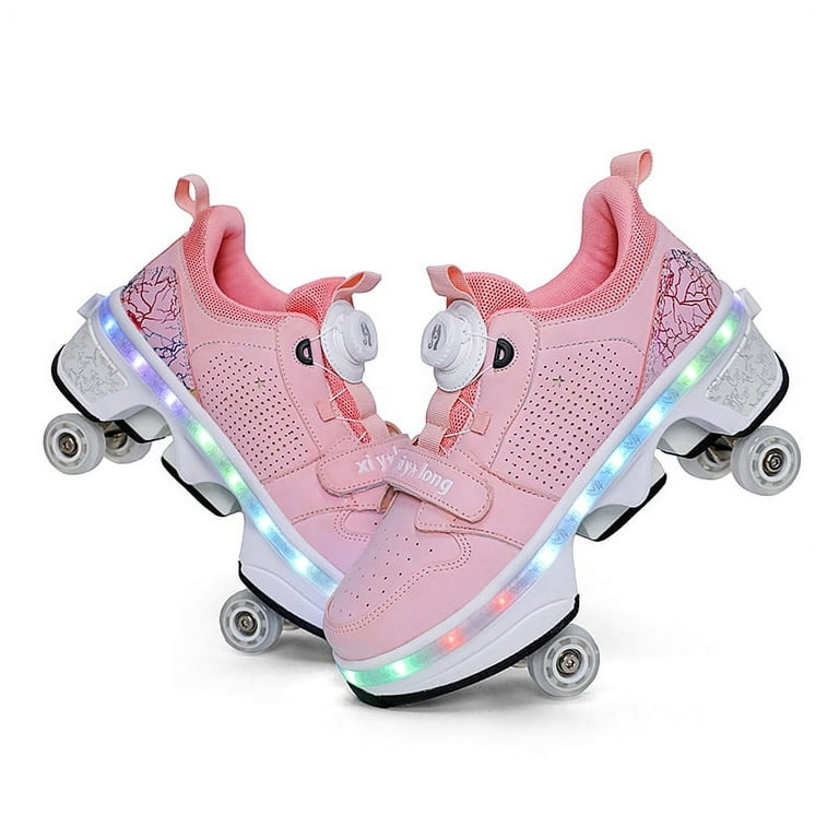 Kids Teen Wheels Shoes with Lights Women Men Rechargeable Roller