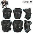thumbnail image 1 of Kids/Teenagers Protective Gear, Knee Pads and Elbow Pads Set with Wrist Guard and Adjustable Strap for Rollerblading Skateboard Cycling Skating Bike Scooter-Black blue-M, 1 of 5