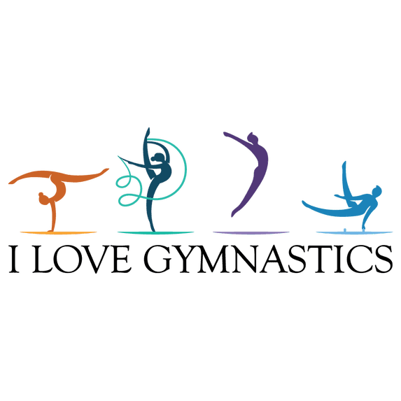 Kids Teens Bedroom I Love Gymnastics Wall Lettering Art Quote Décor Sticker Male And Female Gymnasts Design Removable Vinyl Wall Decal - 8" x 20" Home Art Multicolored Art Adhesive Wall Decoration