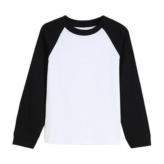 Kids Teens Boys Girls Cotton T-Shirts Color Block Long Sleeves Comfortable Loose Casual Trendy Tee Tops for 1-15 Years