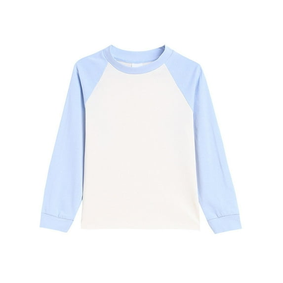 Kids Teens Boys Girls Cotton T-Shirts Color Block Long Sleeves Comfortable Loose Casual Trendy Tee Tops for 1-15 Years