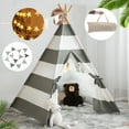 thumbnail image 1 of Kids Teepee Tent, Kids Play Tent with Light String, Toddler Play Tent Playhouse Indoor for Boy Girl Birthday Gift for Kids (Stripe Grey), 1 of 10