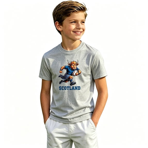 Kids Tees Scotland Print Short Sleeve Sporty Graphic Beach Clothes for Boy Size 7-8T