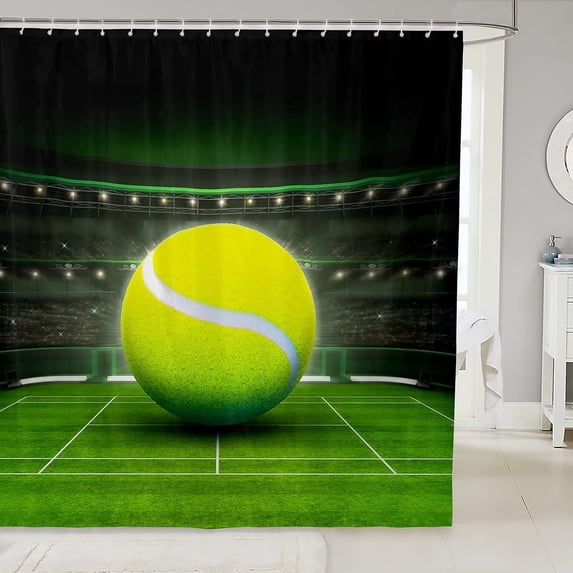 Kids Tennis Ball Shower Curtain 3D Ball Pattern Bath Curtain for Women Men Stalls Bathtubs Tennis Sports Decor Bathroom Fabric Shower Curtain Set Set Athlete Competitive Waterproof Curtains 72"x84"