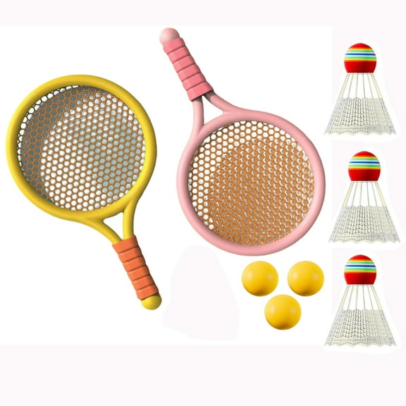 Kids Tennis Racket,15 Inch Plastic Tennis Racket with 3 Balls and 3 Shuttlecocks for Kid, Tennis Racquets Gift Set for Children Toddler Outdoor/Indoor Sports Kindergarten Toy Play