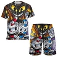 thumbnail image 1 of Kids The Cuphead Show Short Sleeve T-Shirt And Shorts Outfit Set Athletic Mesh Shorts Set for Boys, 1 of 7