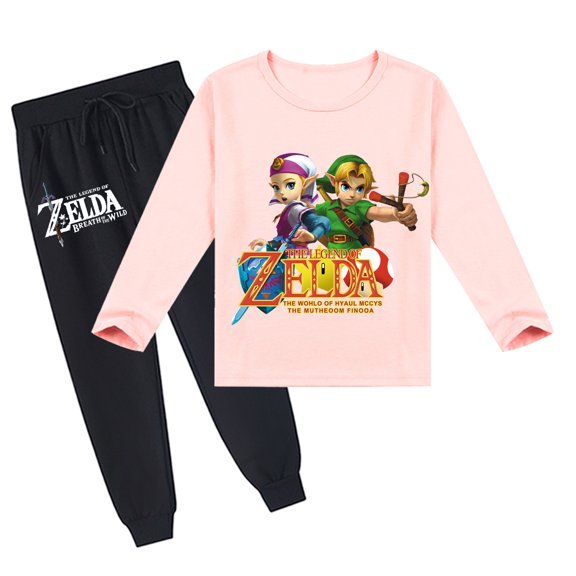 Kids' The Legend of Zelda Comfy Long Sleeve T-shirt and Pants Set, Breathable, Spring Autumn, Printed Design