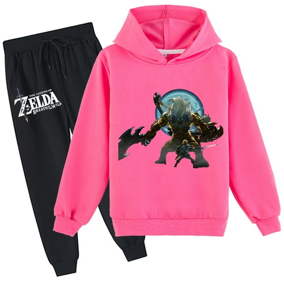 Kids The Legend of Zelda Pullover Sweatshirt Hood with Sweatpants,Loose Fit Tops Sweatshirts Suit Boys Girls