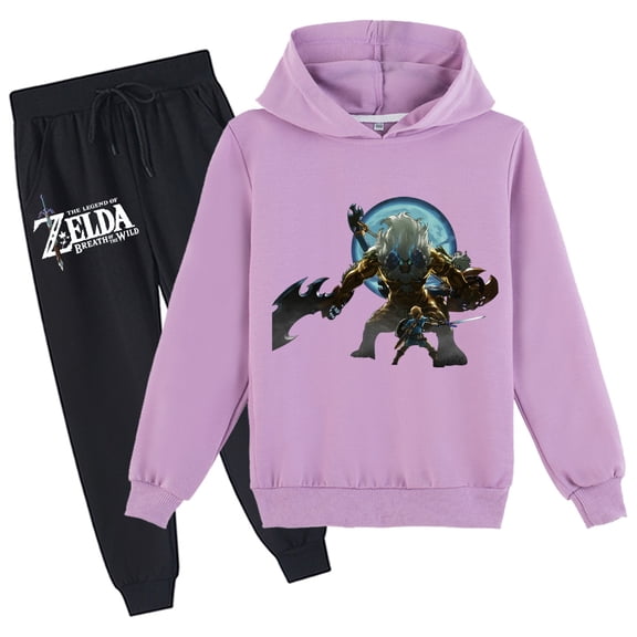 Kids The Legend of Zelda Pullover Sweatshirt Hood with Sweatpants,Loose Fit Tops Sweatshirts Suit Boys Girls