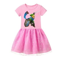 Kids' The Legend of Zelda Shiny Cotton Tulle Dress: Short Sleeves, Graphic Prints, Great for Play and Parties