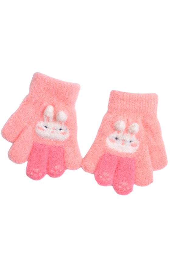 Kids Themed Winter Gloves Soft Polyester Rabbits Design Warm Comfortable Outdoor Play Accessory