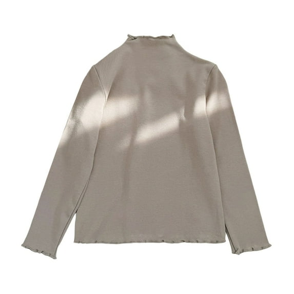 Kids Thermal Shirt Beige Long Sleeve Shirt Girls Kids Turtleneck Casual Basic Tees Fall Tops Tops for Girls 7-8 Years
