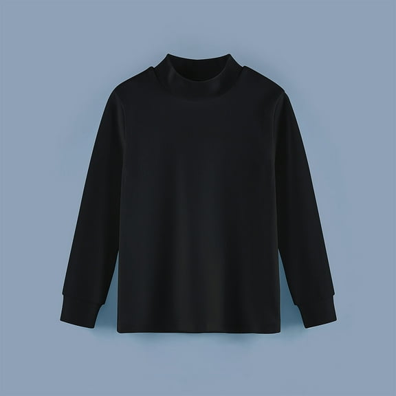 Kids Thermal Shirt Black Boys Long Sleeve Shirts Kids Turtleneck T-Shirts Boys Fall Shirts Kids Tops 3-4 Years