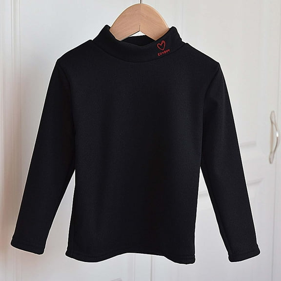 Kids Thermal Shirt Black Long Sleeve Shirt Girls Turtleneck Tees Fall Clothes Kids Clothes Girls Size 8-9 Years