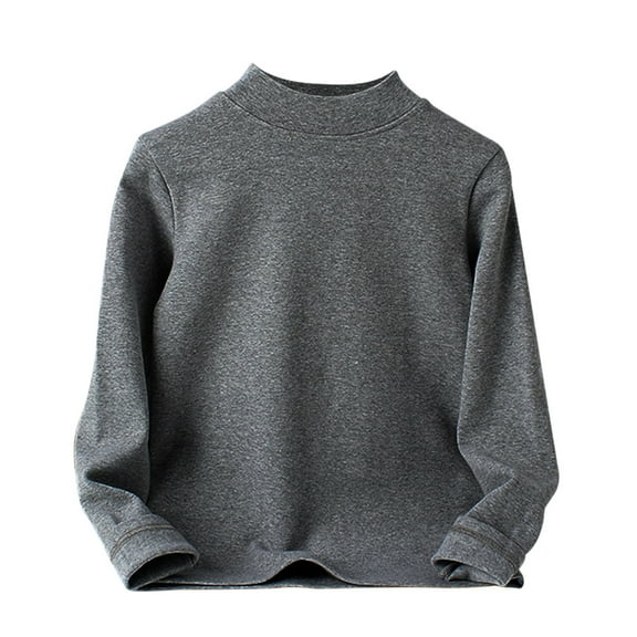 Kids Thermal Shirt Grey Long Sleeve Shirt Boys Girls Turtleneck Casual Basic Tees Fall Clothes Top for Girls 7-8 Years