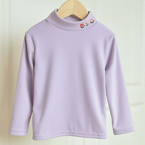 Kids Thermal Shirt Purple Long Sleeve Shirt Kids Turtleneck Shirt T-Shirts Fall Clothes Girls Clothing Size 4-5 Years