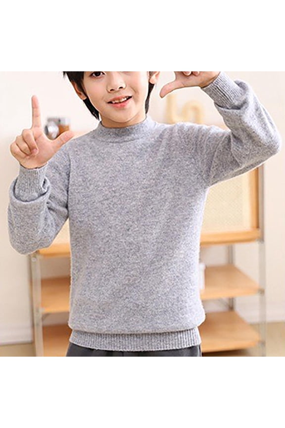 Kids Thermal Shirts Boys Girls Long Sleeve Undershirt Fleece Lined Base Layer Top Youth Underwear for Winter Ndbuld Gray 170/67in(4-18Y)