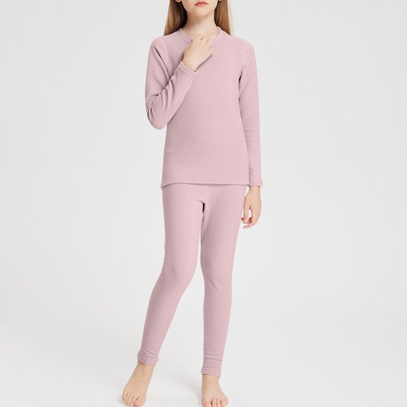 Thermal Underwear Sets for Boys Girls Ultra Soft FLeece Lined Leggings and Base Layer Tops for Boys Girls Winter Warm Loungewear Sets