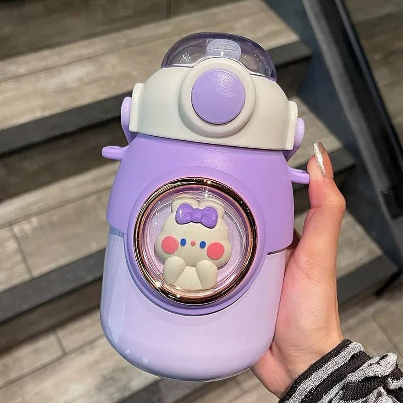 Kids Thermos Bottle Cute Water Bottle Kawaii Straw 700ml Stainless Large Capacity Cartoon Girl Kettle Student Cup for Children