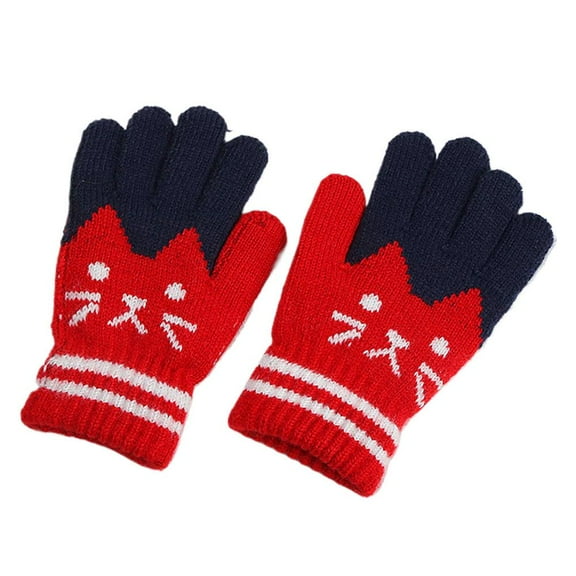Kids Thicken Warm Gloves All Finger Gloves for Autumn Winter Girls Boys