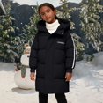 thumbnail image 1 of Kids Thickened Hooded Cotton Puffer Jacket, Mid-Length Winter Coat with Warm Insulation, Lightweight Quilted Outerwear for Boys and Girls in Cold Weather Black, 1 of 6