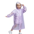 thumbnail image 1 of Kids Thickened Long Rain Poncho Hooded Raincoat with Easy Carry Handle Reusable for Girls Purple One Size, 1 of 4